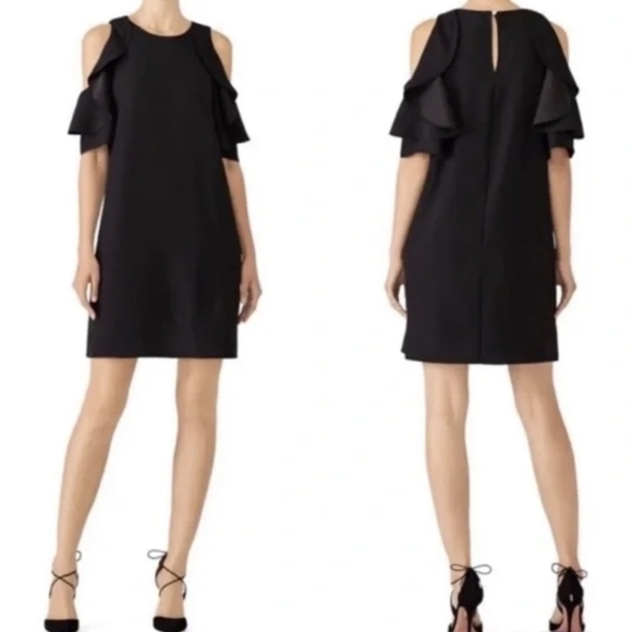 Kate Spade Womens Dress Shift Black Ruffle Christmas Holiday NYE Party Medium - Picture 9 of 10